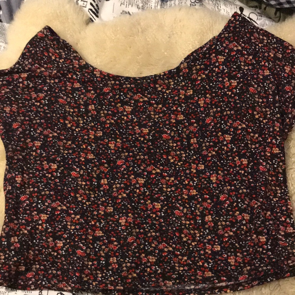 Floral top with criss-cross back